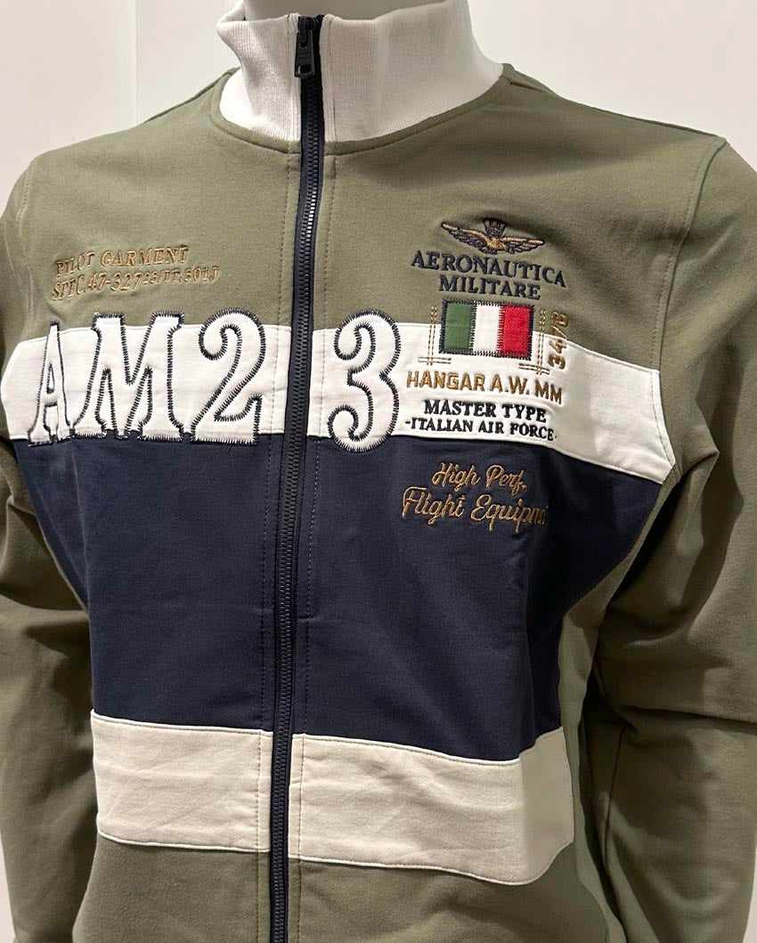 Aeronautica Militare Felpa AM23 Sweatshirt Verde-bianco-blu