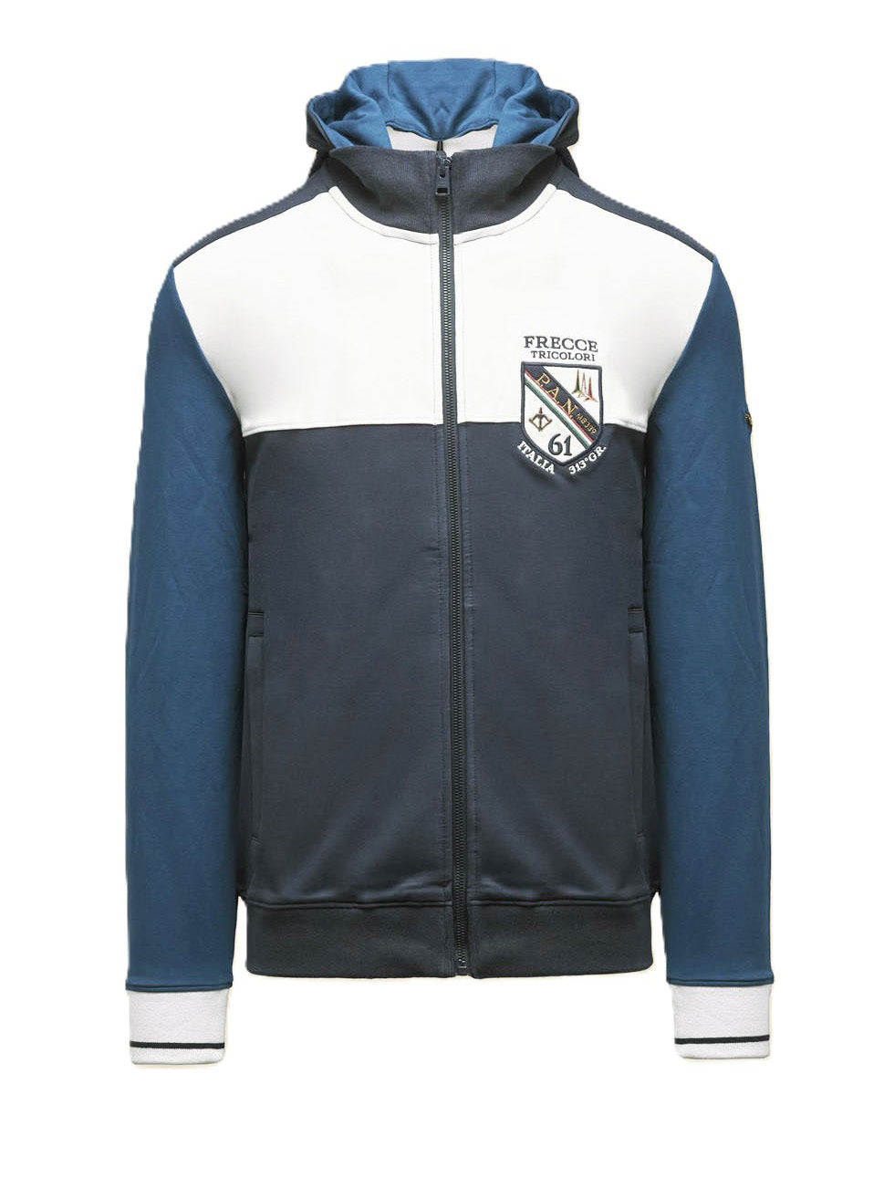 Aeronautica Militare Felpa FE2096 Titanio blu Frecce Tricolori con cappuccio removibile