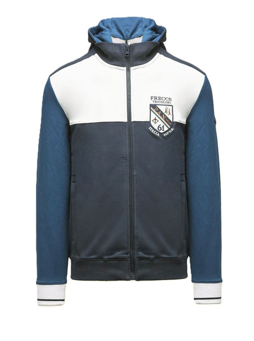 Aeronautica Militare Felpa FE2096 Titanio blu Frecce Tricolori con cappuccio removibile