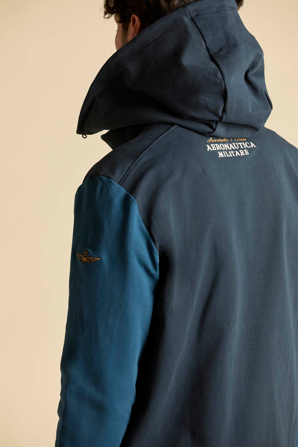 Aeronautica Militare Felpa FE2096 Titanio blu Frecce Tricolori con cappuccio removibile
