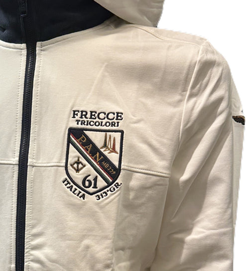 Aeronautica Militare Felpa FE2096 Bianco Frecce Tricolori con cappuccio removibile