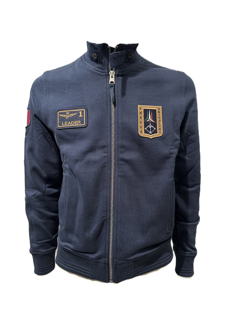 Aeronautica Militare Felpa Full-Zip FE2102 Blu navy con patch Frecce Tricolori