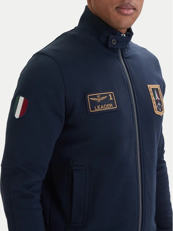 Aeronautica Militare Felpa Full-Zip FE2102 Blu navy con patch Frecce Tricolori