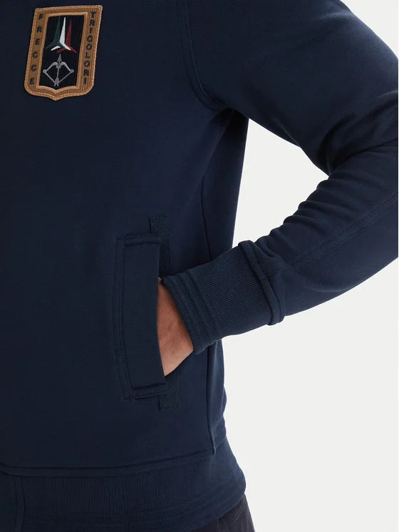 Aeronautica Militare Felpa Full-Zip FE2102 Blu navy con patch Frecce Tricolori