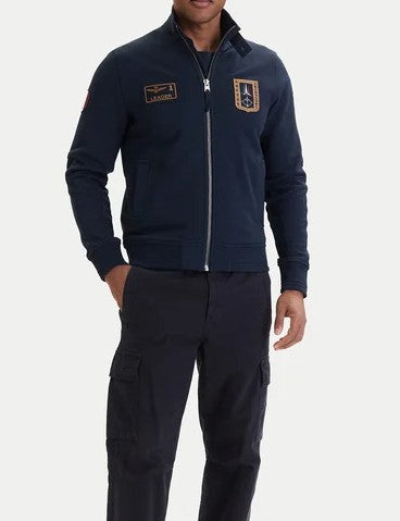 Aeronautica Militare Felpa Full-Zip FE2102 Blu navy con patch Frecce Tricolori
