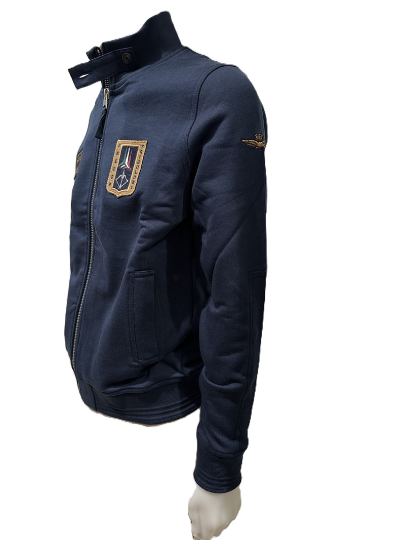 Aeronautica Militare Felpa Full-Zip FE2102 Blu navy con patch Frecce Tricolori