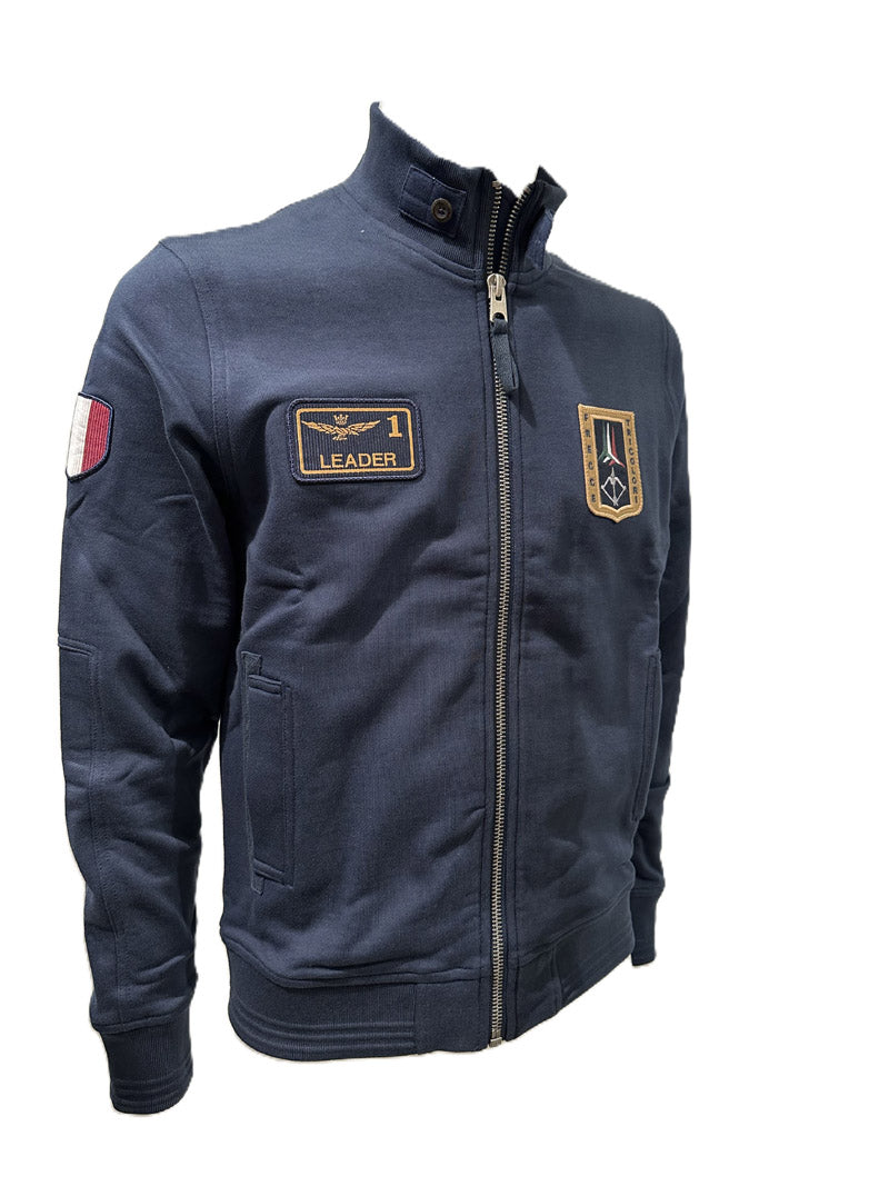 Aeronautica Militare Felpa Full-Zip FE2102 Blu navy con patch Frecce Tricolori