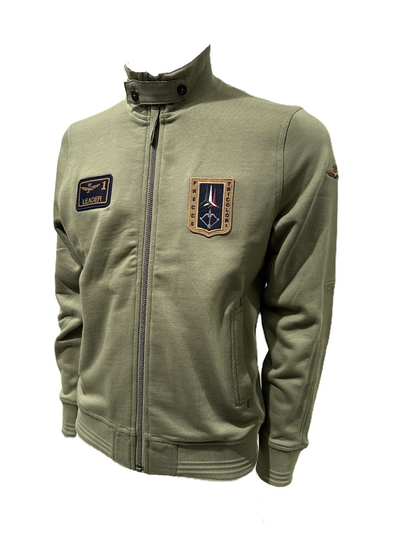 Aeronautica Militare Felpa Full-Zip FE2102 Verde con patch Frecce Tricolori