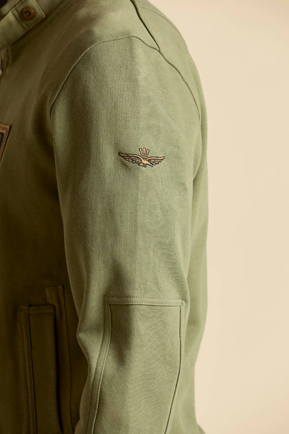 Aeronautica Militare Felpa Full-Zip FE2102 Verde con patch Frecce Tricolori