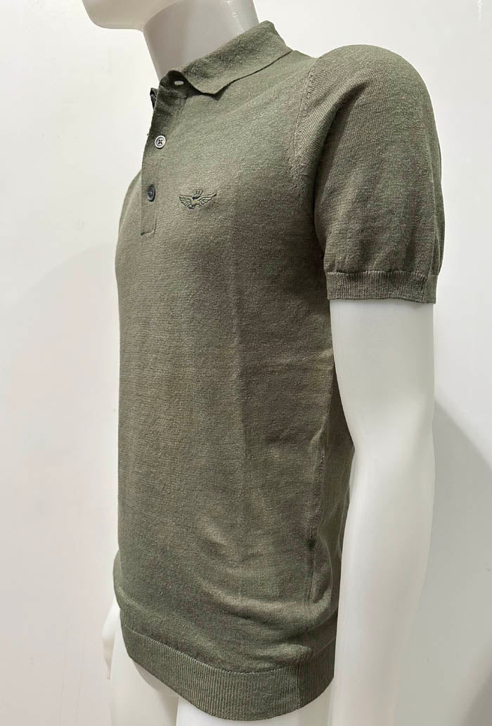 Aeronautica Militare Polo in Maglia di Lino MA1625 Verde