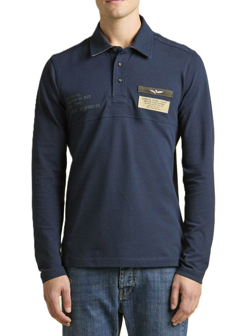 Aeronautica Militare Polo PO1897 da Uomo, Manica Lunga