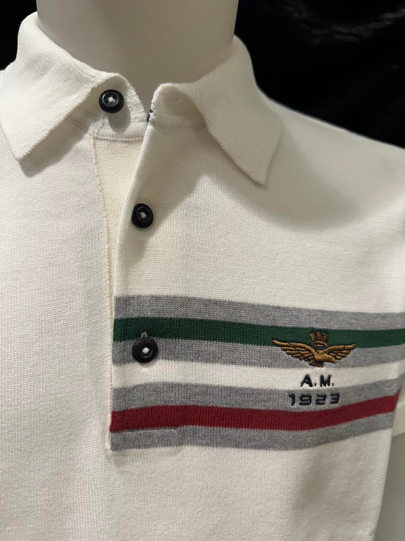 Aeronautica Militare Polo PO1912 in maglia con jacquard tricolore 261PO1912UL00931