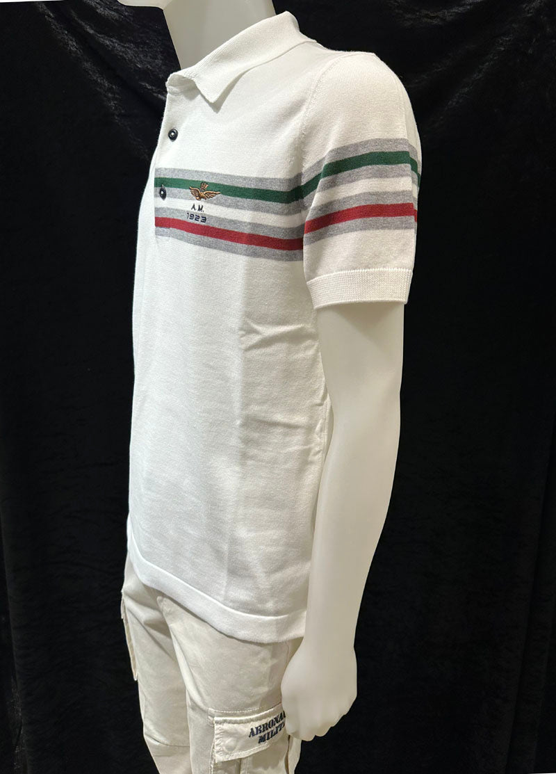 Aeronautica Militare Polo PO1912 in maglia con jacquard tricolore 261PO1912UL00931
