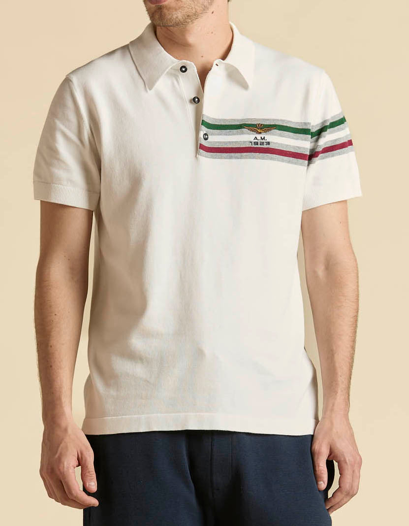 Aeronautica Militare Polo PO1912 in maglia con jacquard tricolore 261PO1912UL00931