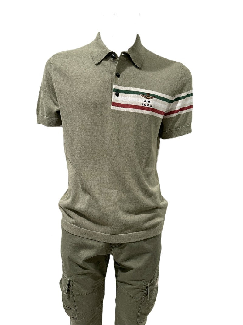 Aeronautica Militare Polo PO1912 in maglia con jacquard tricolore 261PO1912UL00931