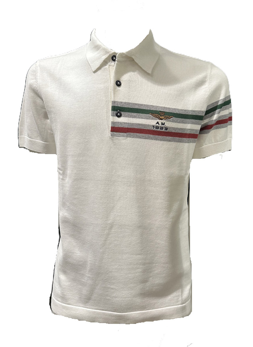 Aeronautica Militare Polo PO1912 in maglia con jacquard tricolore 261PO1912UL00931