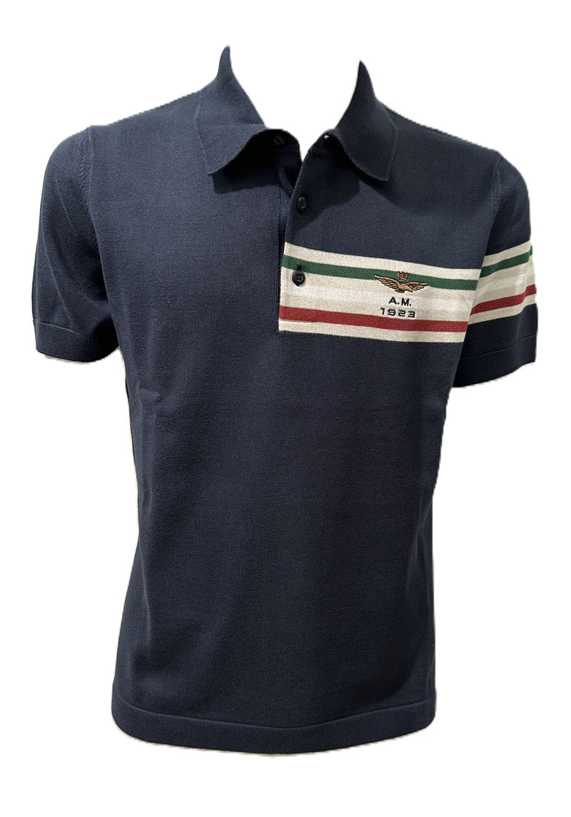 Aeronautica Militare Polo PO1912 in maglia con jacquard tricolore 261PO1912UL00931