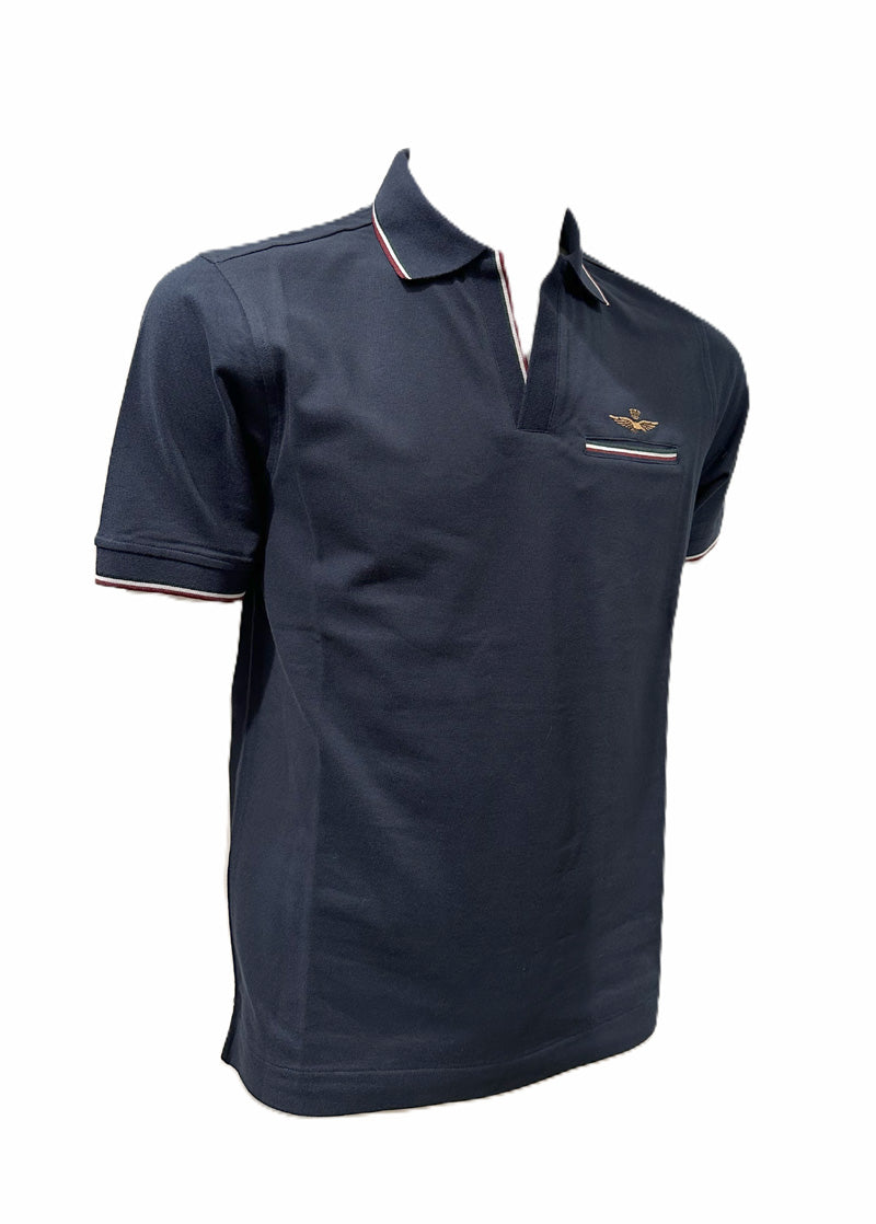 Aeronautica Militare Polo PO1920 con Colletto Aperto e Tasca 261PO1920UP00405