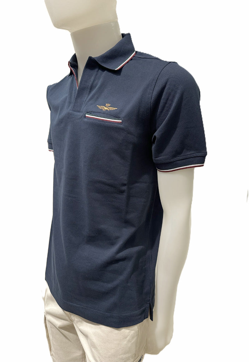 Aeronautica Militare Polo PO1920 con Colletto Aperto e Tasca 261PO1920UP00405