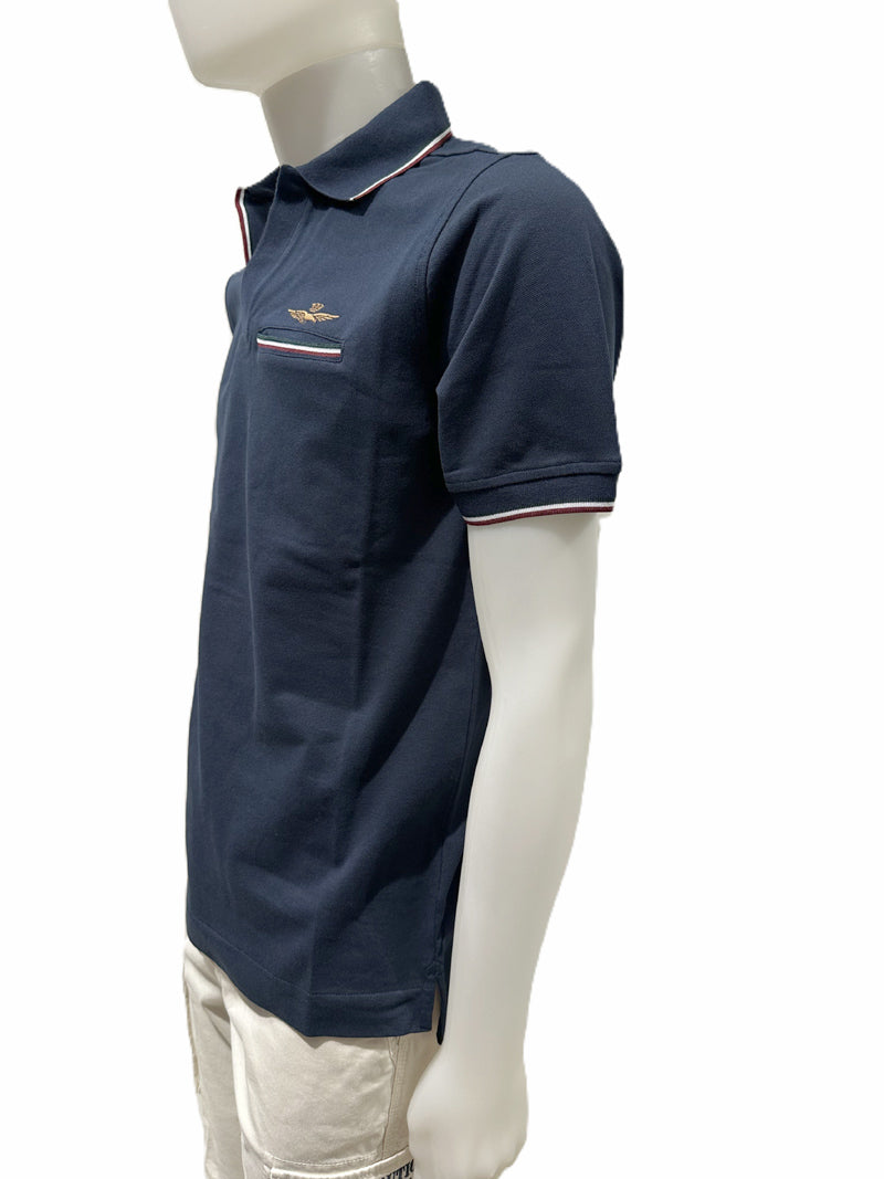 Aeronautica Militare Polo PO1920 con Colletto Aperto e Tasca 261PO1920UP00405