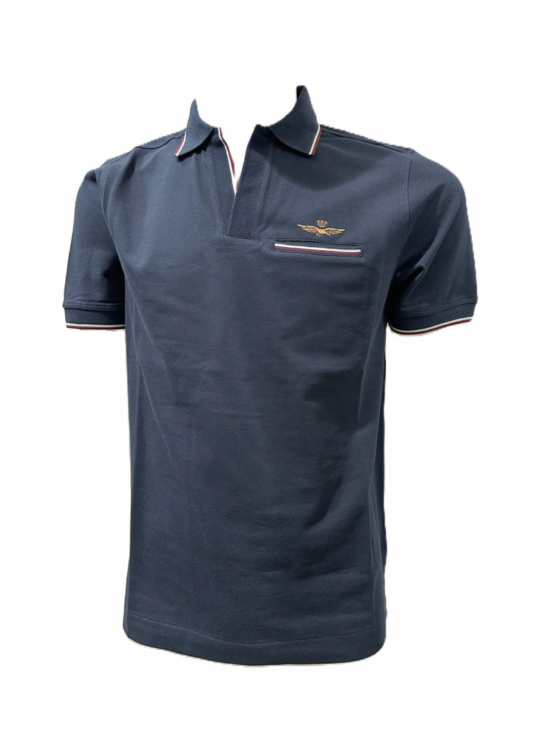 Aeronautica Militare Polo PO1920 con Colletto Aperto e Tasca 261PO1920UP00405