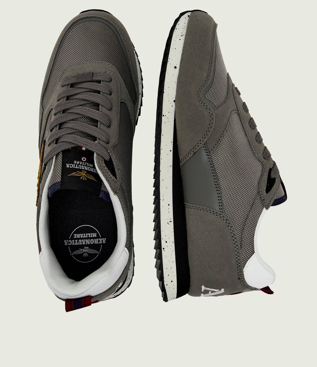 Aeronautica Militare Scarpe SC0288-34353 Grigio Sneakers con Patch AM 261SC0288UCT03545
