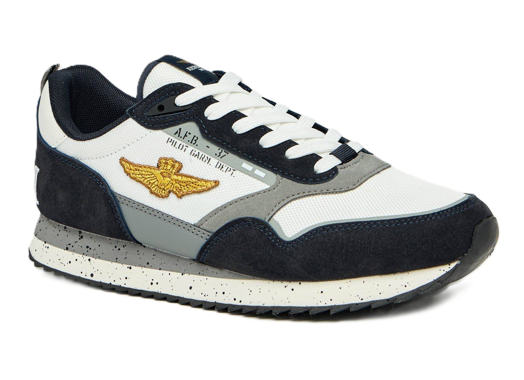 Aeronautica Militare Scarpe SC0288-94744 Blu-Bianco Sneakers con Patch AM 261SC0288UCT03545