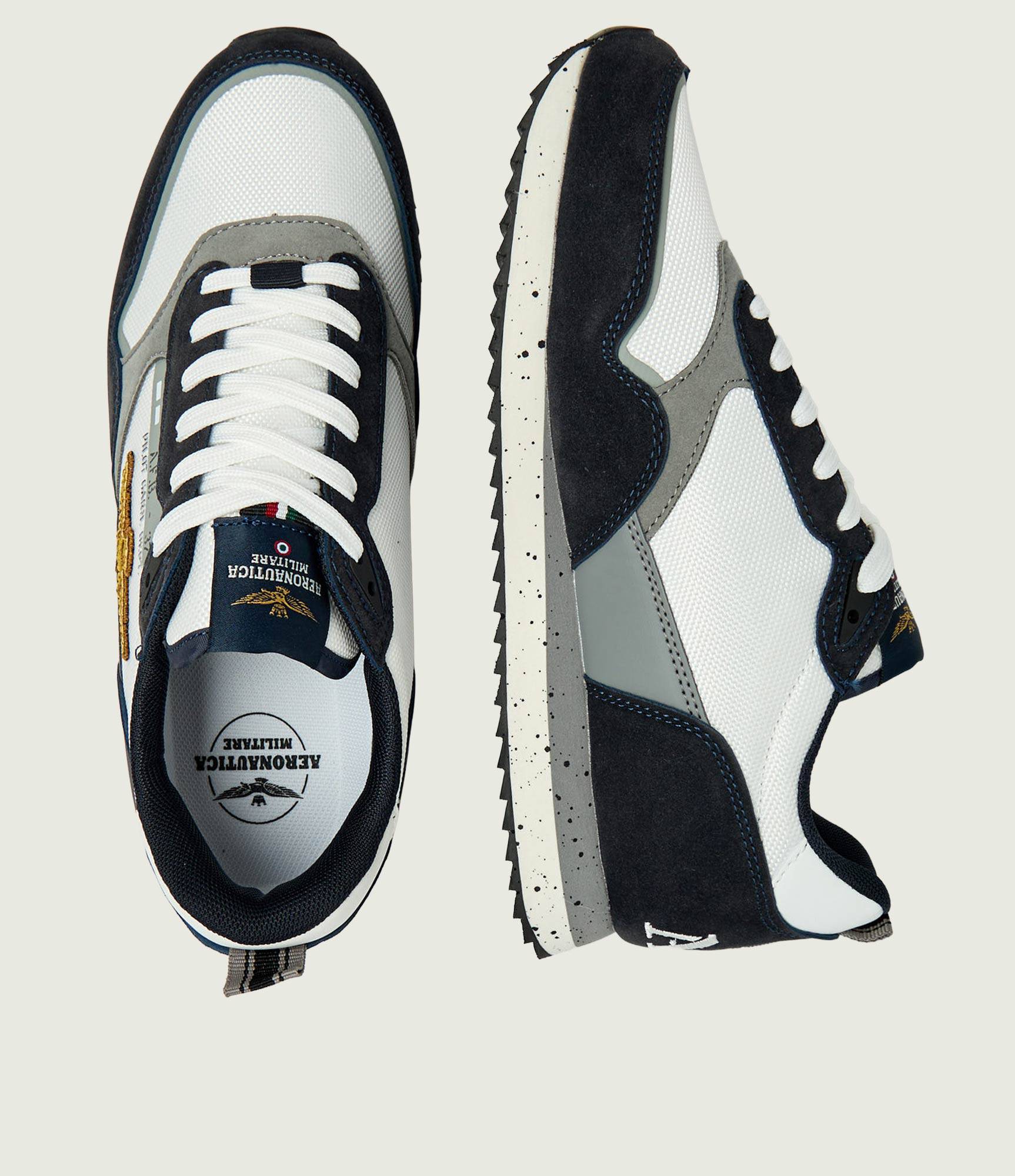 Aeronautica Militare Scarpe SC0288-94744 Blu-Bianco Sneakers con Patch AM 261SC0288UCT03545