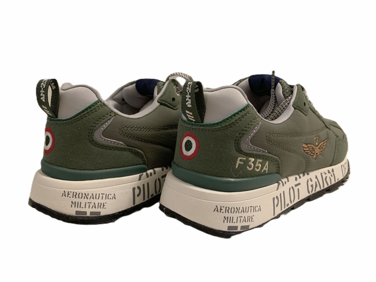 Aeronautica Militare Sneakers SC0276 39338 Verde in mesh con suola stampata da uomo, scarpe 261SC0276UCT04327