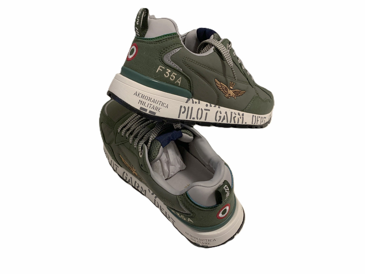 Aeronautica Militare Sneakers SC0276 39338 Verde in mesh con suola stampata da uomo, scarpe 261SC0276UCT04327