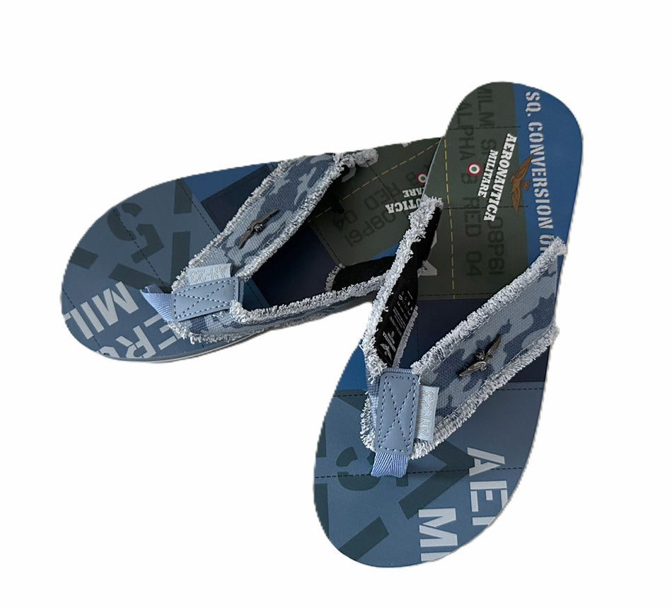 Aeronautica Militare infradito ciabatta Piscina 94397 Camouflage Blu, SC0310UCT03593